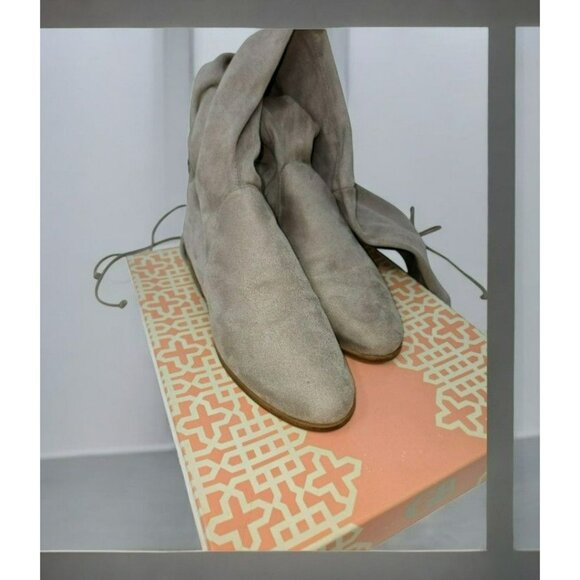 Gianni Bini Taupe Over-The-Knee Suede Flat Boots 6.5 Side Zipper - Picture 1 of 5